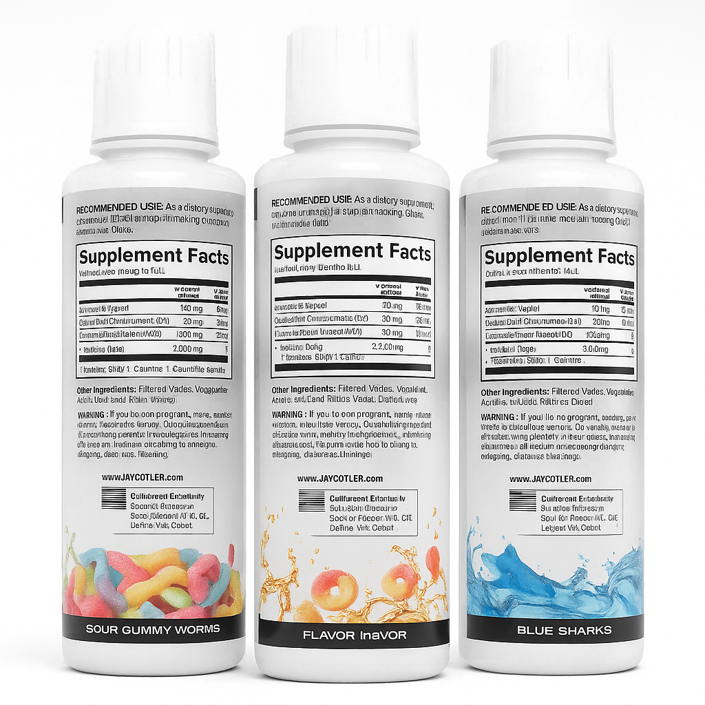 Cutler Nutrition Liquid L-Carnitine 3000 – 3-Flavor Bundle (Sour Gummy Worm, Peach Rings & Blue Sharks)