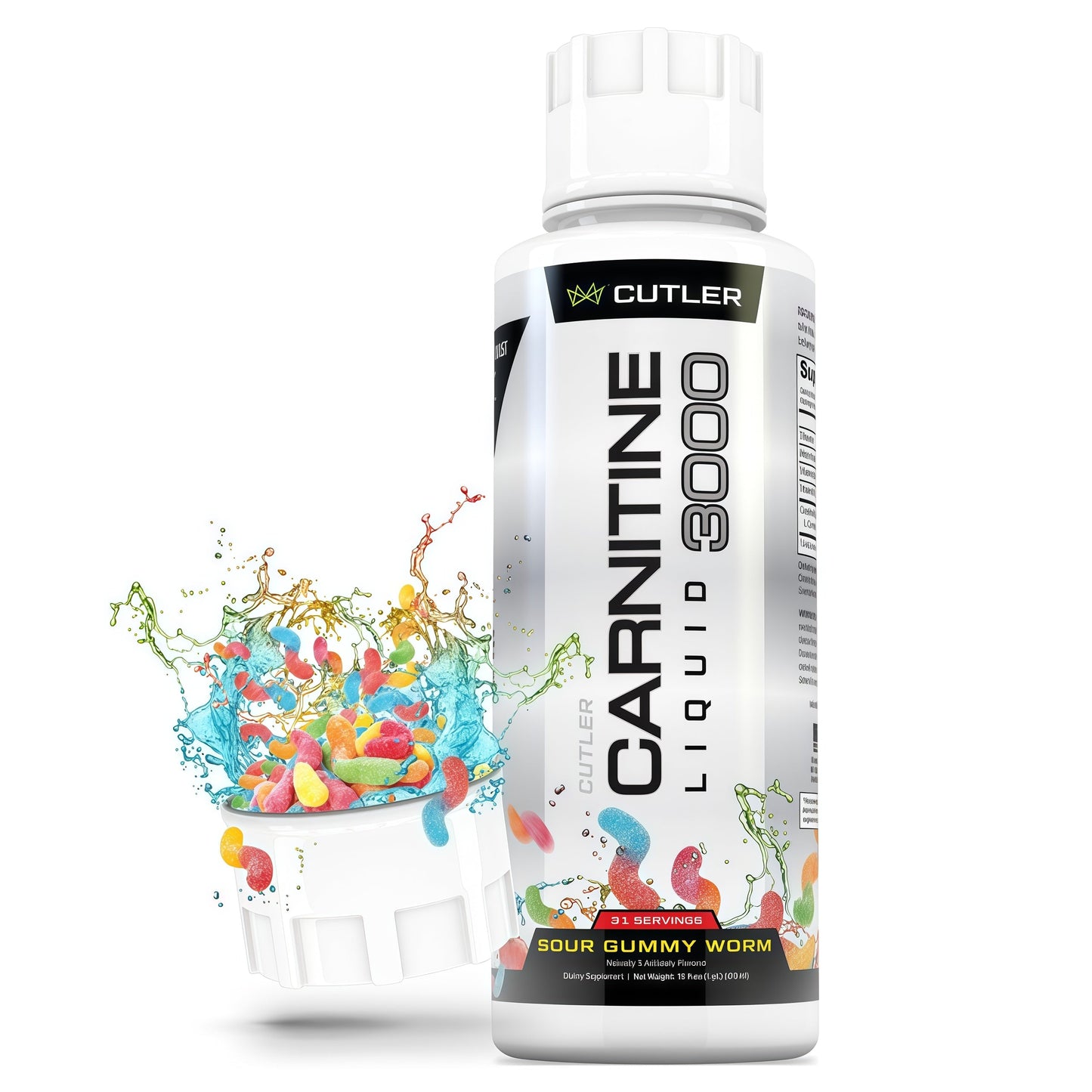 Cutler Nutrition Liquid L-Carnitine 3000: Metabolism & Energy Support | Sour Gummy Worm