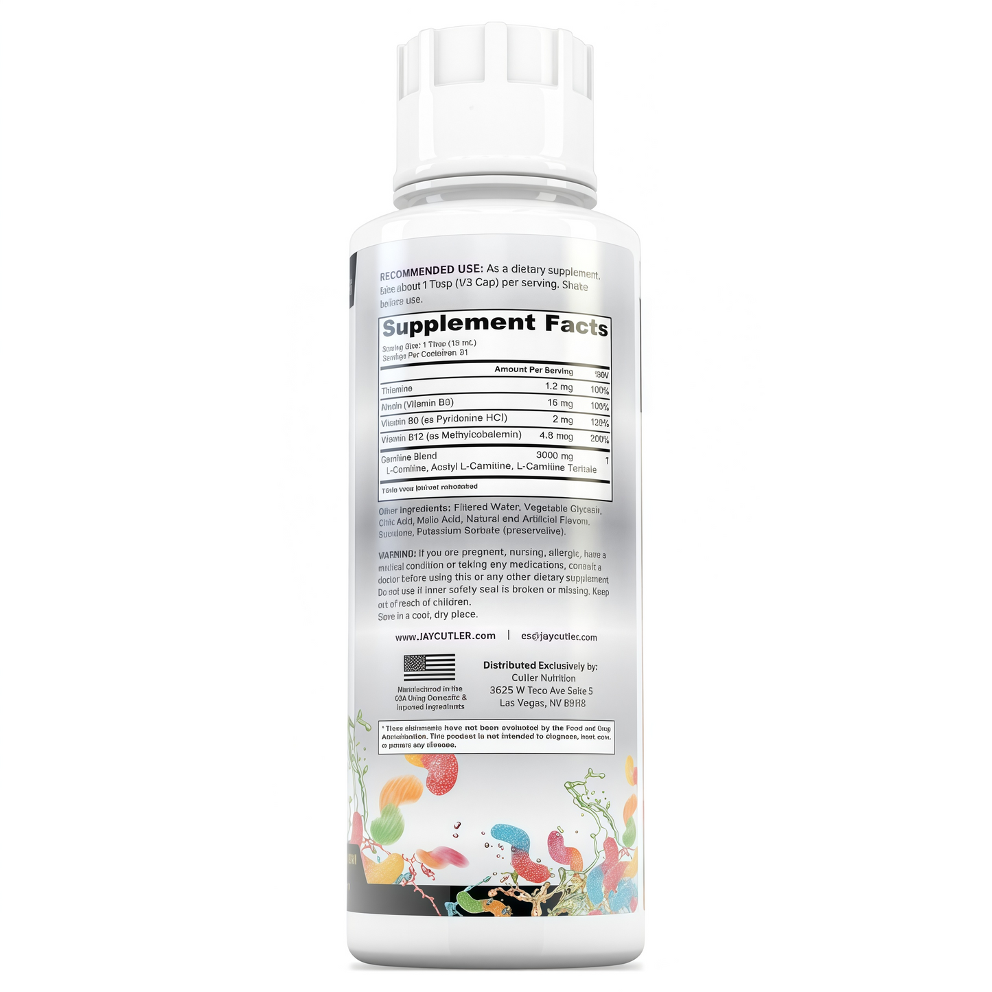 Cutler Nutrition Liquid L-Carnitine 3000: Metabolism & Energy Support | Sour Gummy Worm