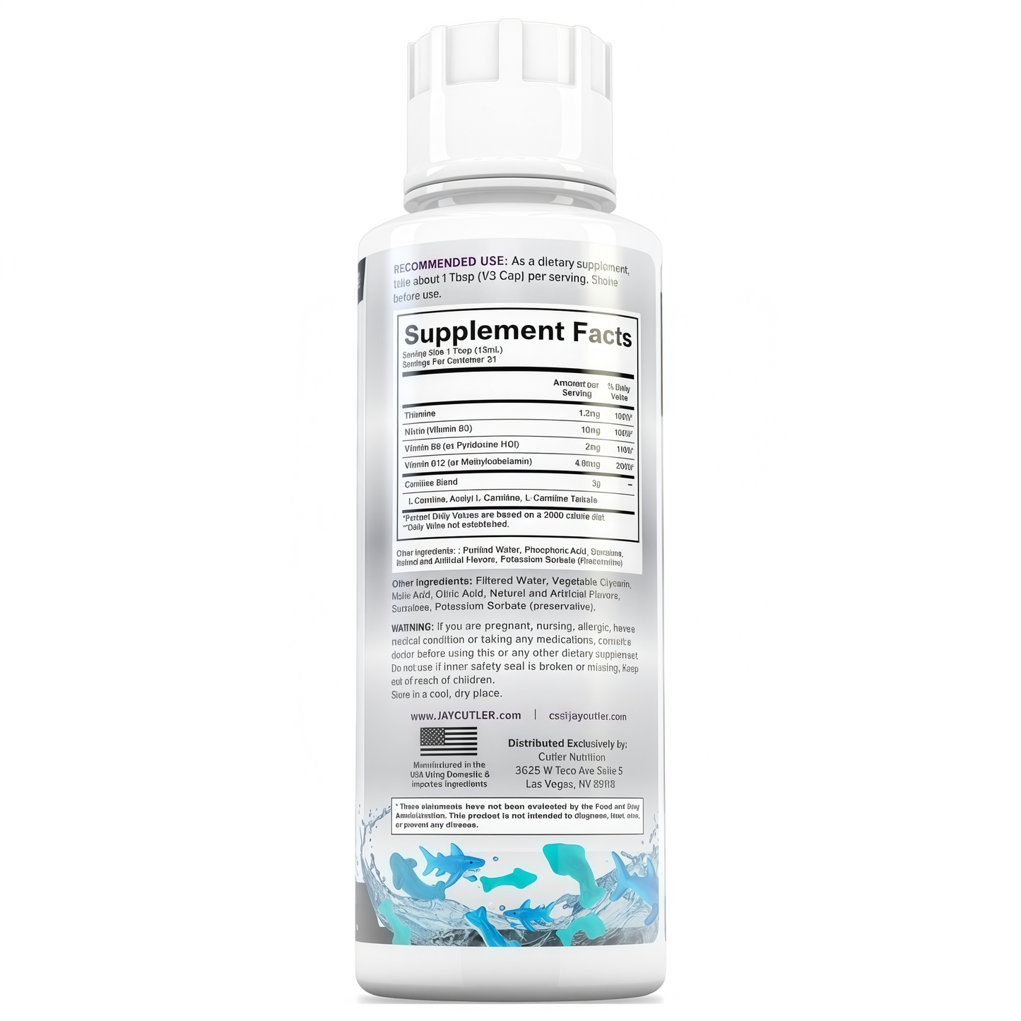 Cutler Nutrition Liquid L-Carnitine 3000: Metabolism & Energy Support | Blue Sharks