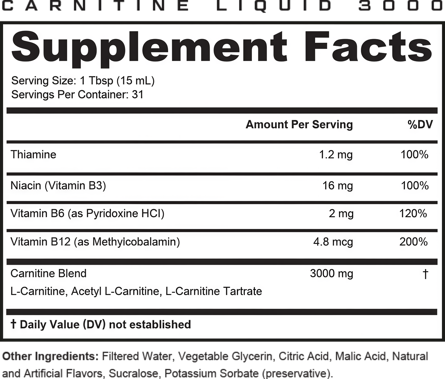 Cutler Nutrition Liquid L-Carnitine 3000: Metabolism & Energy Support | Blue Sharks